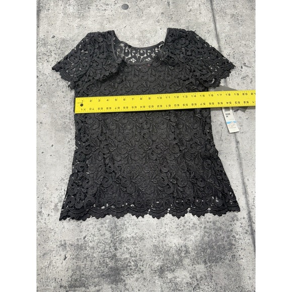 NWT M Lord&Taylor MARINA Black Lace Overlay Sleeveless Top Double Vneck Evening - Picture 5 of 10